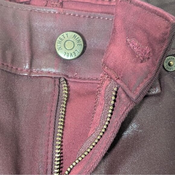 Level 99 Mid Rise Coated Skinny Jeans Eco-Leather Moto Edgy Womens Size 29/8 - Picture 9 of 12